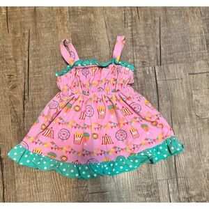 Matilda Jane Baby Dress 6–12M Pink Carnival Print Ruffle Hem Sundress
